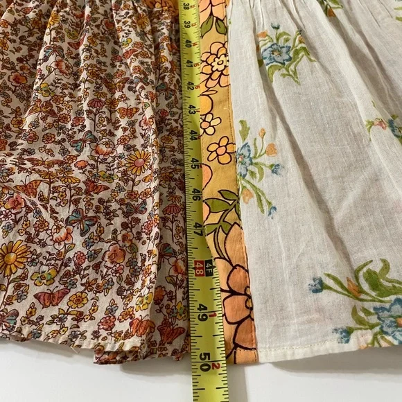 FREE PEOPLE Days Of Ditzies Orange Cream Patchwork Print Maxi Mini Combo Dress S - Picture 10 of 14